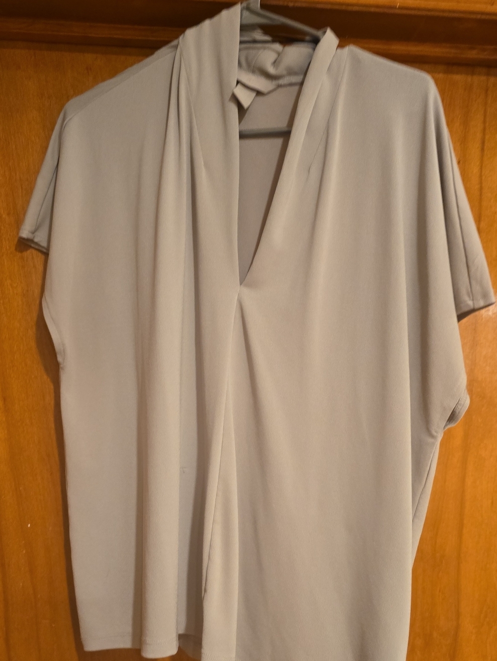 H&M Taupe Draped V-Neck Dolman Sleeve Top